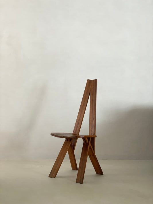 S45 chair in solid elm by Pierre Chapo , 1970s