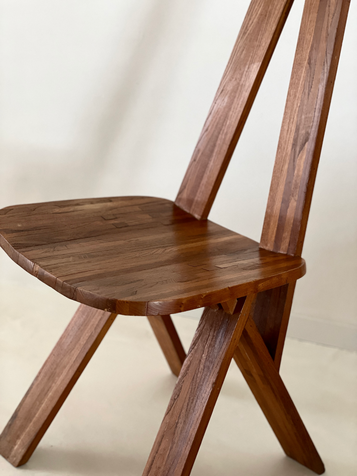 S45 chair in solid elm by Pierre Chapo , 1970s